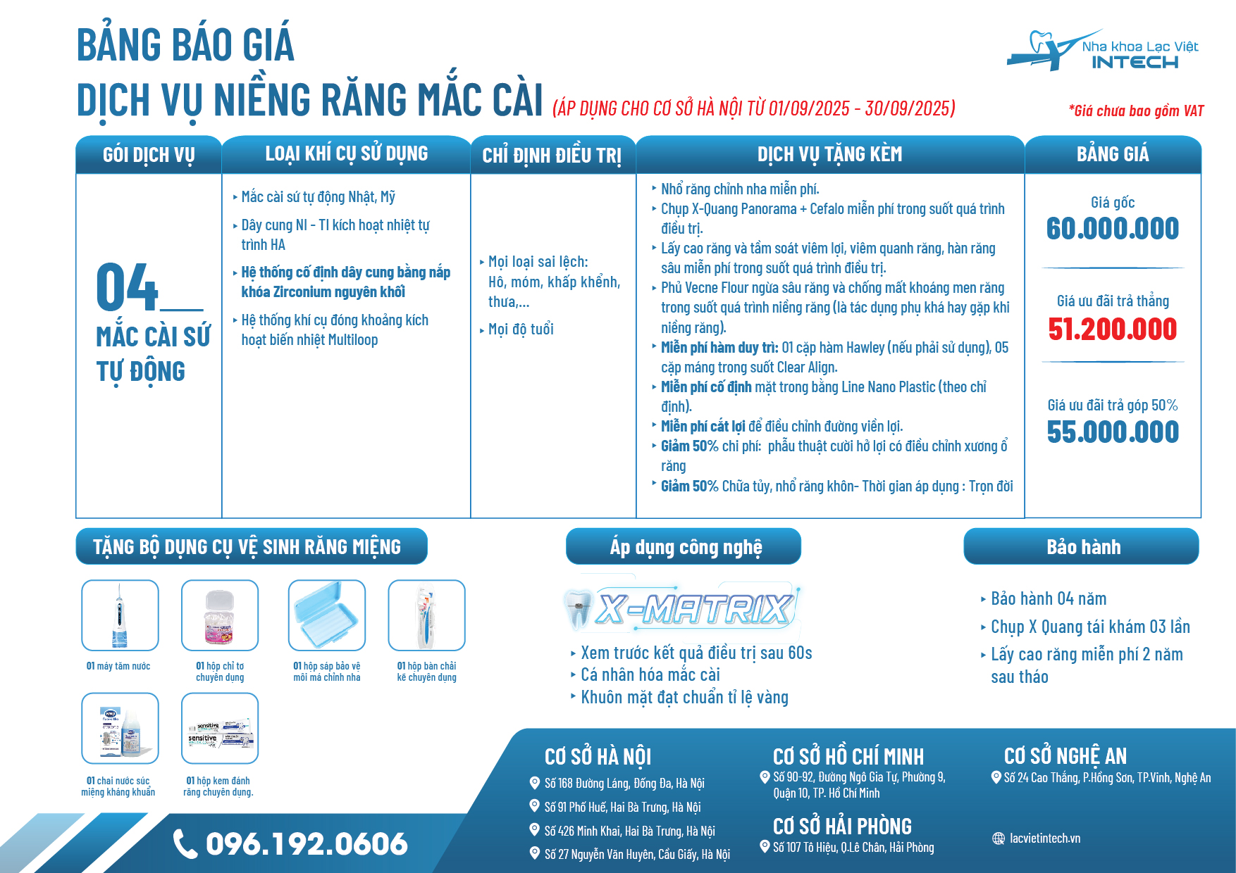Bảng Giá Dịch Vụ Niềng Răng 11 Bang gia dich vu nieng rang tai Ha Noi cuoi tuan Nha khoa lac viet intech 4