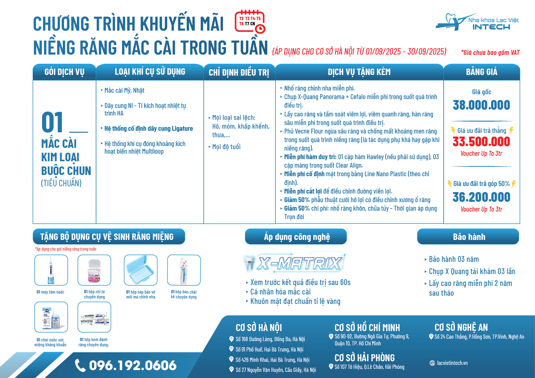 Bảng Giá Dịch Vụ Niềng Răng 2 Bang gia dich vu nieng rang tai Ha Noi trong tuan Nha khoa lac viet intech 1