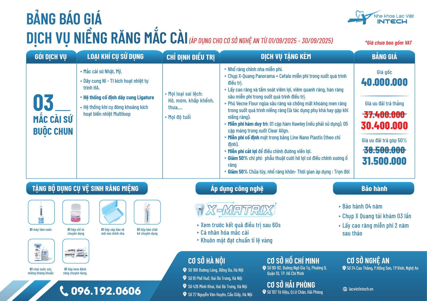 Bảng Giá Dịch Vụ Niềng Răng 22 Bang gia dich vu nieng rang tai Nghe An Nha khoa lac viet intech 3