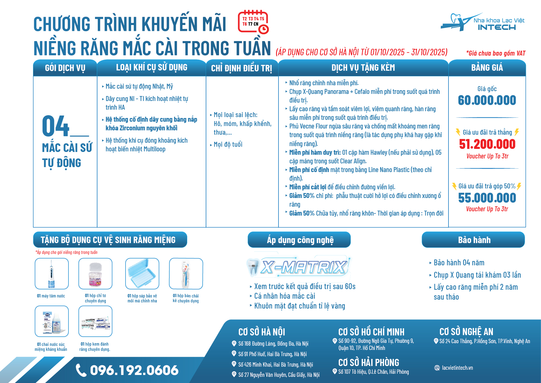 Bảng Giá Dịch Vụ Niềng Răng 5 HN 2025 week 04